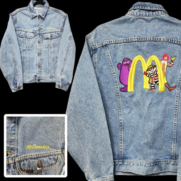 Lee Other - Vintage Lee Denim McDonalds Jean Jacket Mens Medium Blue Embroidered Cotton RARE
